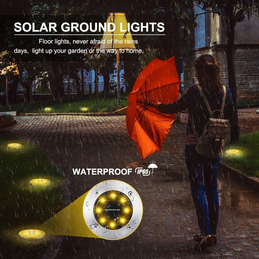 8-Pack: 8 LED Solar Disk Lights Waterproof Garden In-ground Pathway Lights Footlocker Finishline Cheap Pice