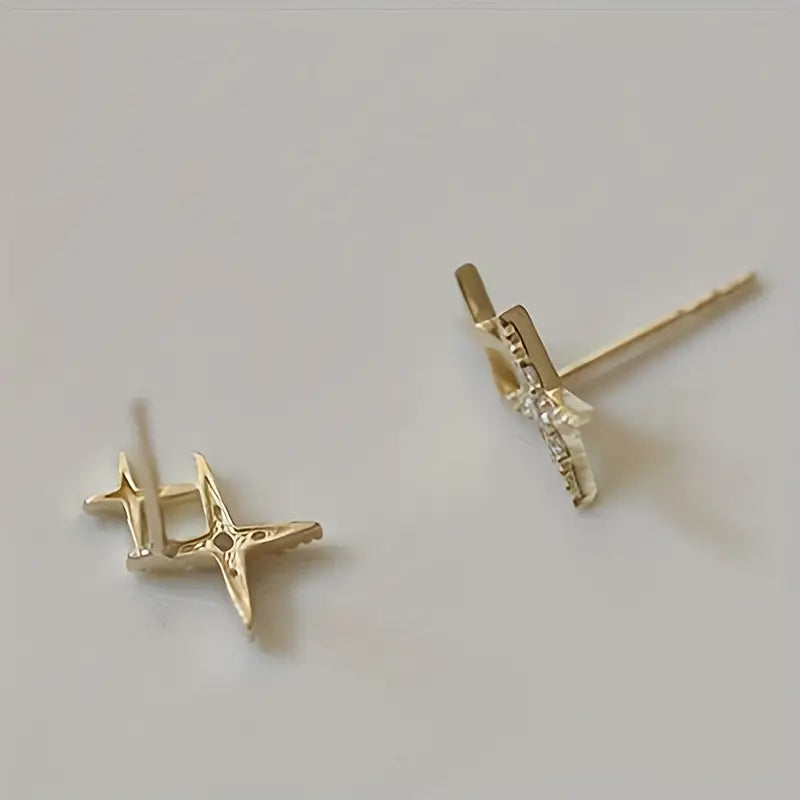 Double Star Design Stud Earrings Inlaid Zirconia Visit New For Sale