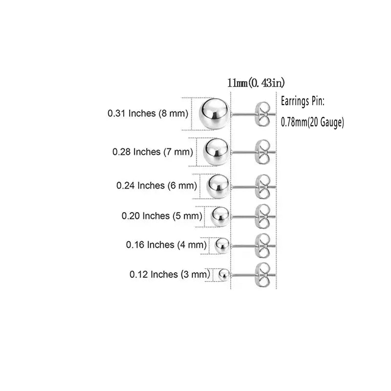 Stainless Steel Hypoallergenic Ball Shaped Stud Earrings 2025 Newest