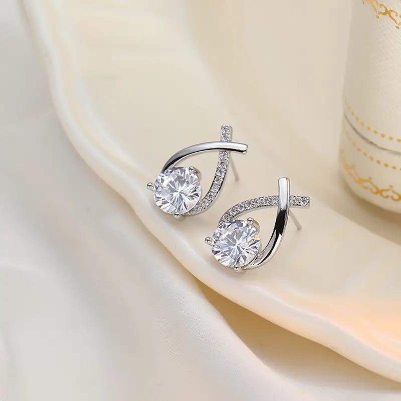 Creatively Designed Cross Earrings With Sparkling Zirconia for Women Free Shipping View