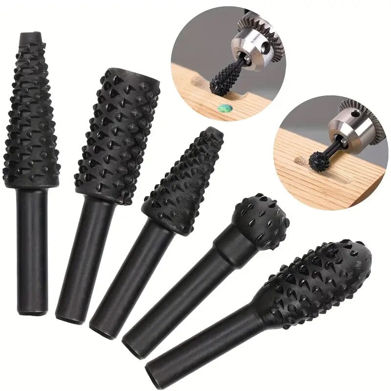 5-Piece Set: Wood Carving File Rasp Drill Bit Sale Geniue Stockist