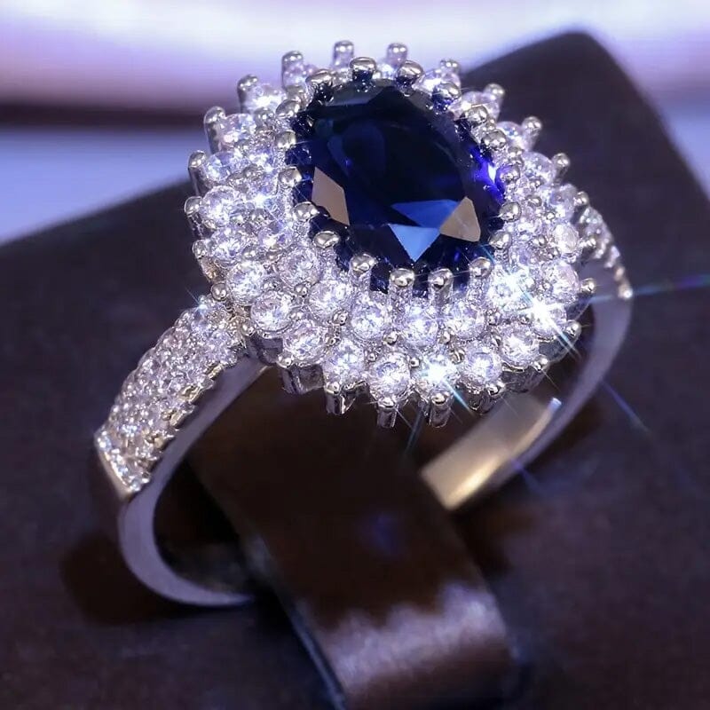 Blue Cubic Zirconia Ring Clearance With Credit Card