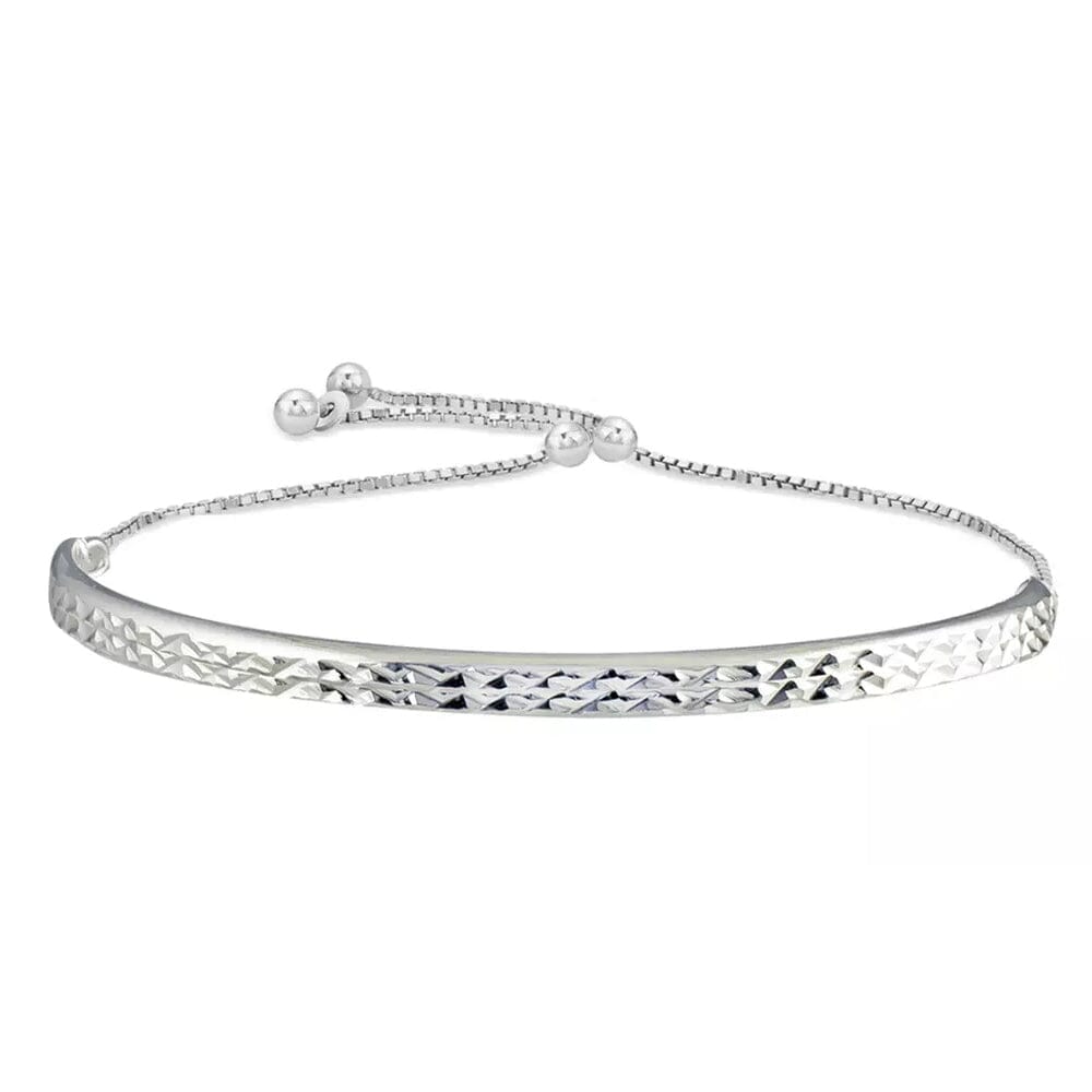 Italian Solid Sterling Silver Adjustable Bangle Bracelet Discount Low Pice