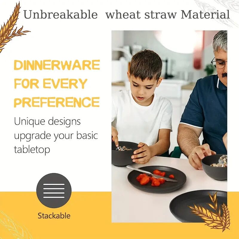 16-Piece: Durable Wheat Straw Dinnerware Set Clearance Pirce Sale