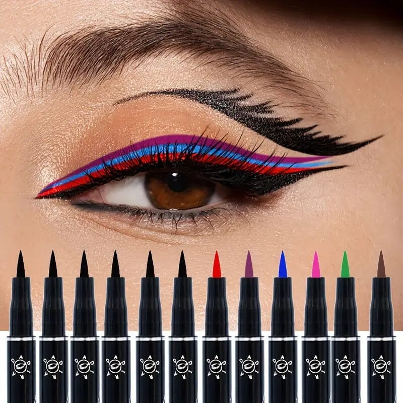 12-Pieces: Luxurious Waterproof Long-Wearing Liquid Eyeliner Set Free Shipping Online