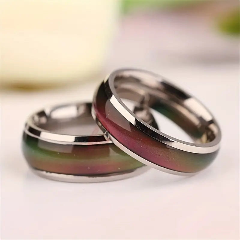 Stainless Steel Mood Ring Inlaid Thermal Discoloration Stone Cheap