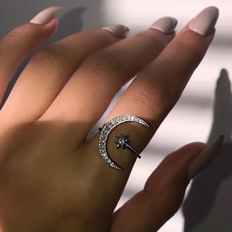 Trendy Cuff Ring Moon and Sun Design Cheap Footlocker Finishline