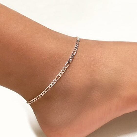 925 Sterling Silver Figaro Anklet 2025 New For Sale