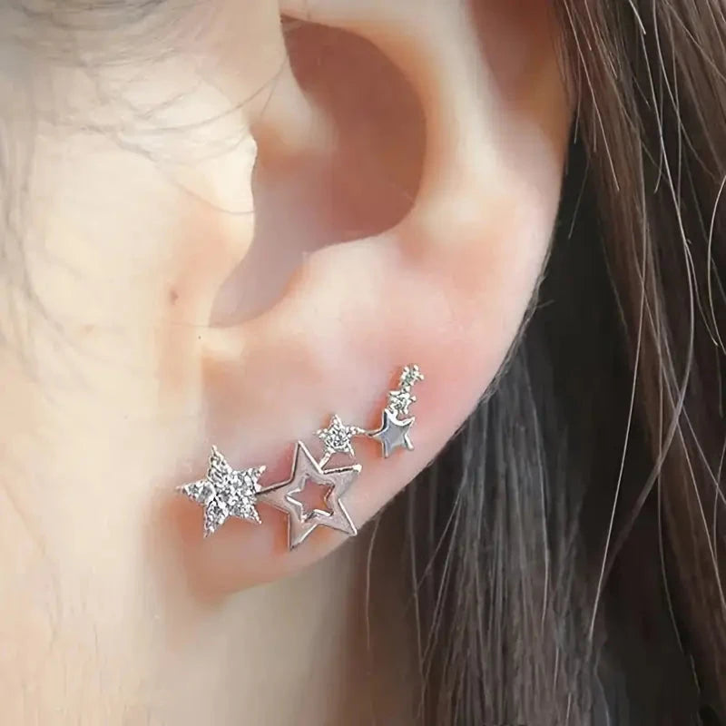 Hollow Star Earrings Zinc Alloy with Rhinestone Accents Official Online