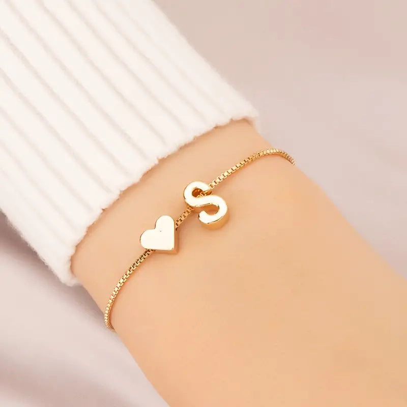 Elegant Love Heart Charm Bracelet - Delicate Minimalist Link Chain Cheap Online Store Manchester