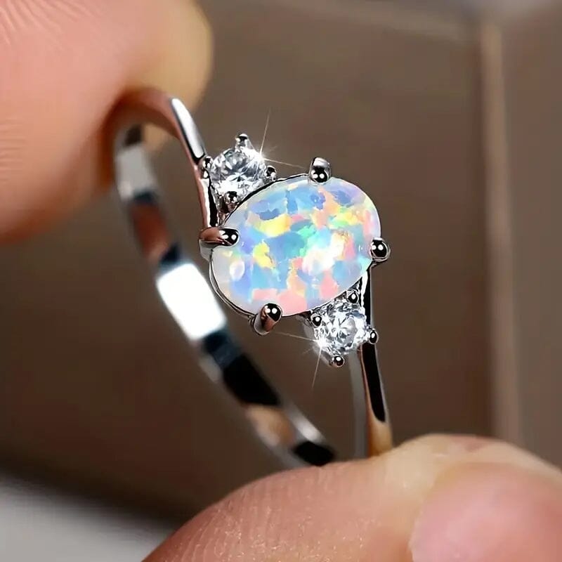 Exquisite Oval Artificial Opal Rings Free Shipping Sale Online