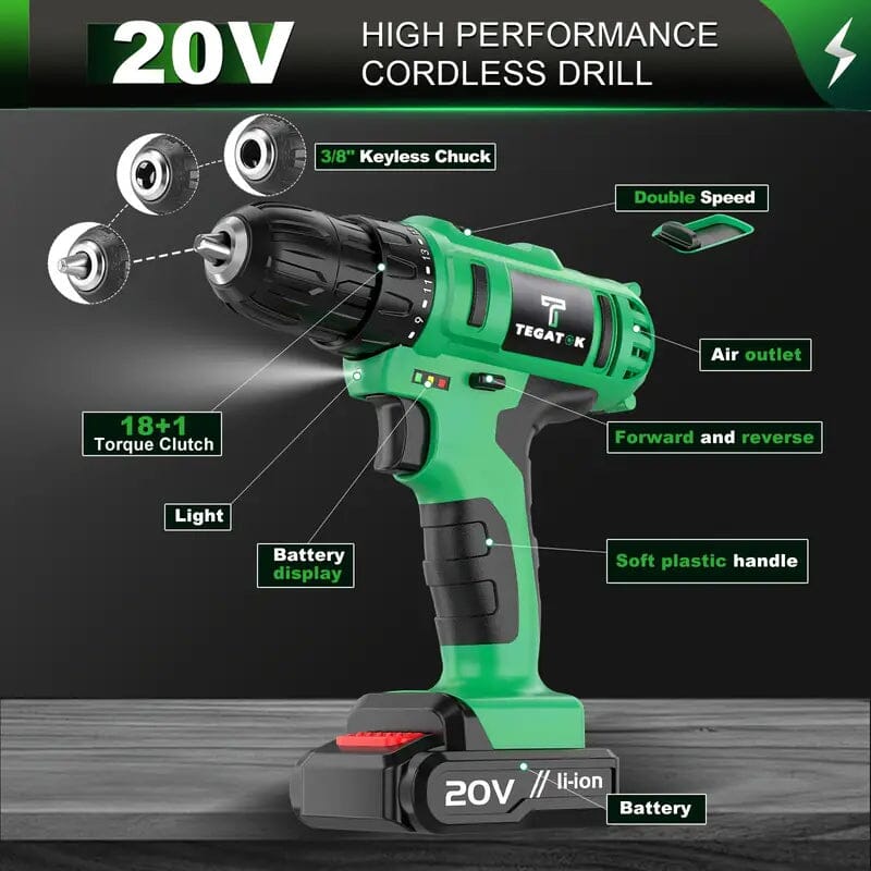 Tegatok 20V Cordless Drill Set Cost Online