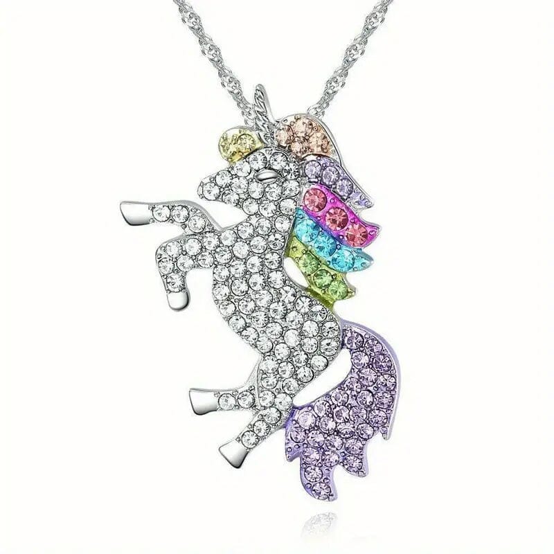 Colorful Cartoon-Themed Unicorn Earrings, Necklace, Ring & Bracelet Jewelry Set Outlet Deals