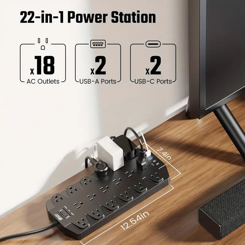 Superdanny 18 AC Outlets Surge Protector Power Strip with 2 USB C and 2 USB A Ports High Quality For Sale