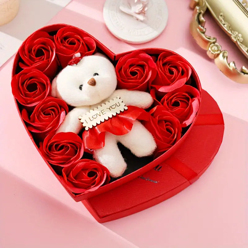 Rose-Shaped Soap Gift Box With Heart-Shaped Artificial Roses Sale Professional