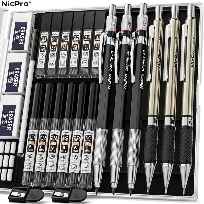 Nicpro Art Mechanical Pencil Set for Writing, Sketching, Drawing With Lead Refills Case From China For Sale