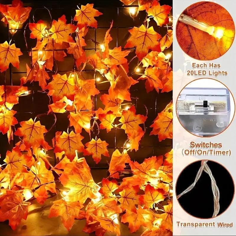 4-Pack: 2M 20LED Fall Garland Fall Decorations LED Cheap Sale Geniue Stockist