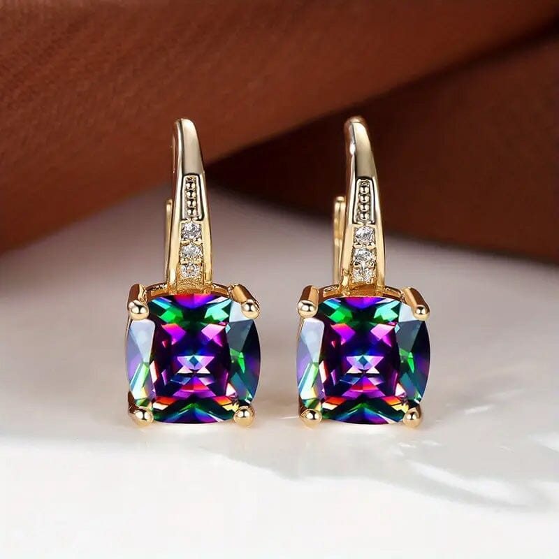 Multicolor Square Cut Stone Drop Earrings Buy Cheap 100% Guaranteed