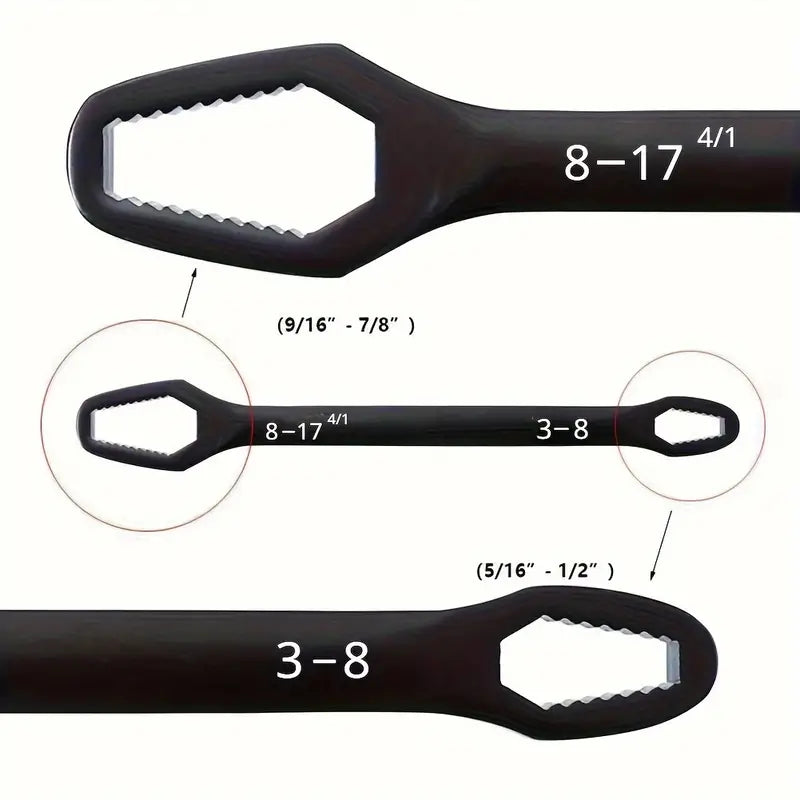 Double End Multifunctional Universal Wrench, 3-17mm Self-Tightening Lazy Wrench Repair Tools Outlet Best Seller