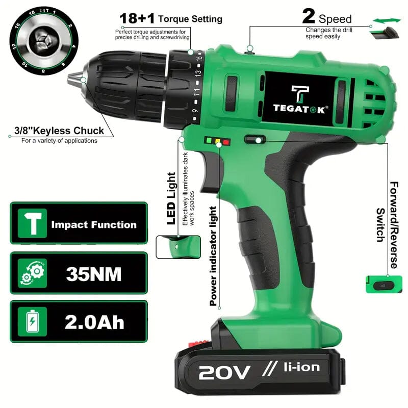 Tegatok 20V Cordless Drill Set Cost Online