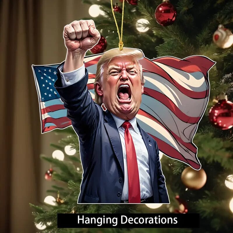 Caricature Style Trump Shouting Make America Great Again Acrylic Christmas Decorations Discount For Nice