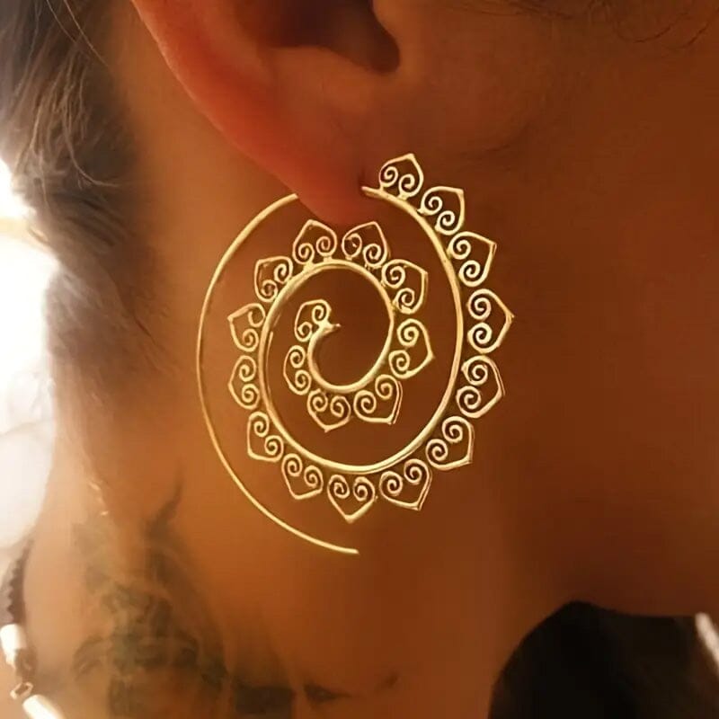 Oval Spiral Exaggerated Swirl Gear Heart Shape Earrings Pay With Paypal For Sale