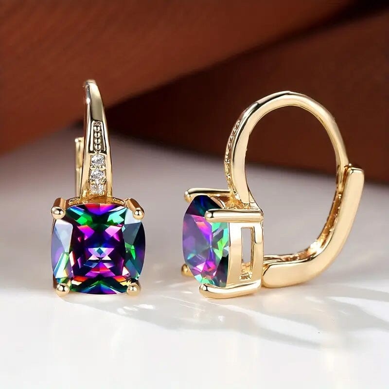 Multicolor Square Cut Stone Drop Earrings Buy Cheap 100% Guaranteed