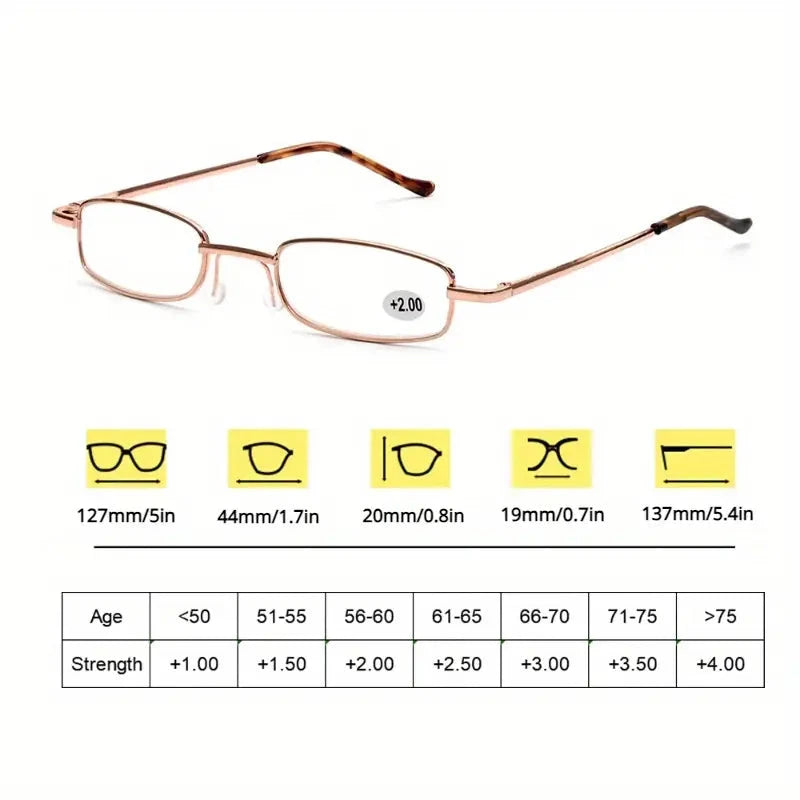 Portable Presbyopia Reading Glasses with Pen Tube Case - Unisex, Metal Frame, Spring Hinge, +1.00~+4.00, Plastic Lens Discount Looking For