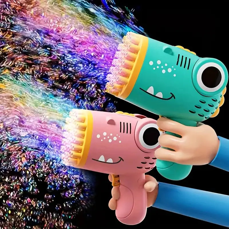 Dinosaur-Themed Automatic Bubble Blower 40-Hole Handheld Toy Gun How Much