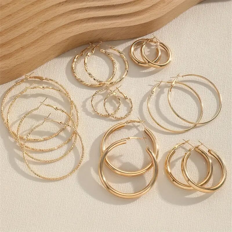 8-Pairs: Alloy Hoop Earrings Set Recommend Cheap Pice