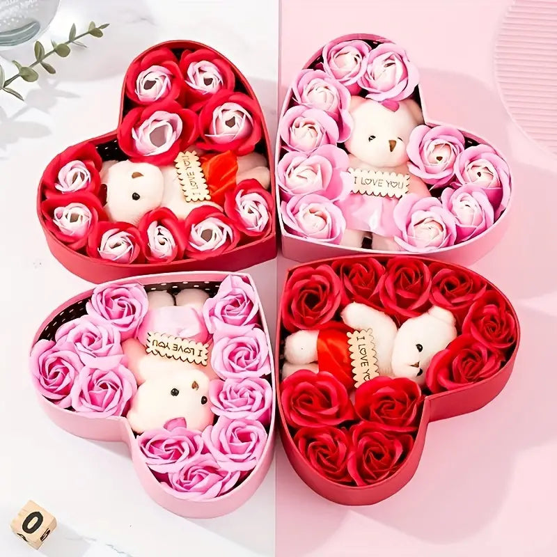 Rose-Shaped Soap Gift Box With Heart-Shaped Artificial Roses Sale Professional