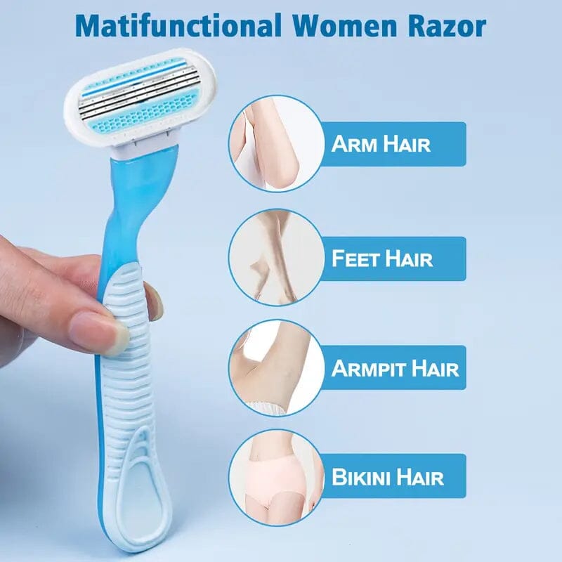 Stainless Steel Women's Hair Razor with 8 Replacement Blades Cheap Sale Professional