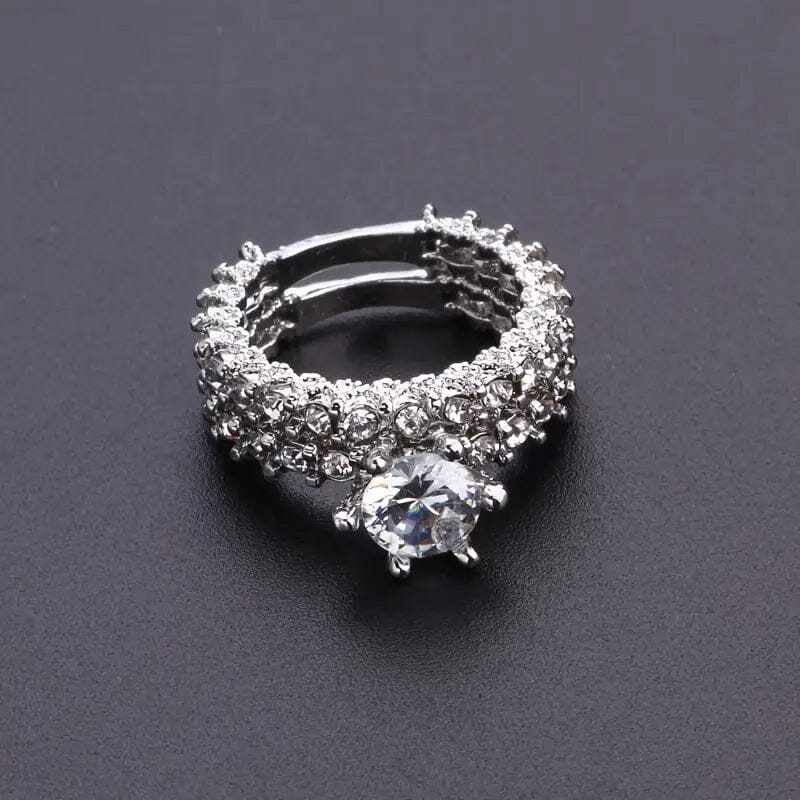 2-Piece Set: Fashionable Engagement Rings Adorned with Full Rhinestones Clearance Online