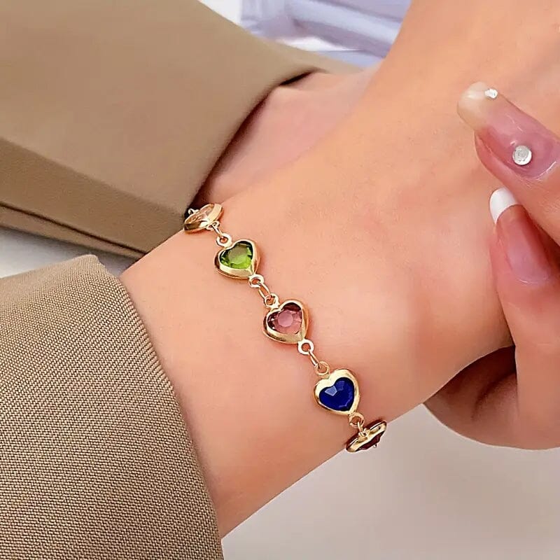 Colorful Heart-Shaped Zirconia Bracelet Wide Range Of Sale Online