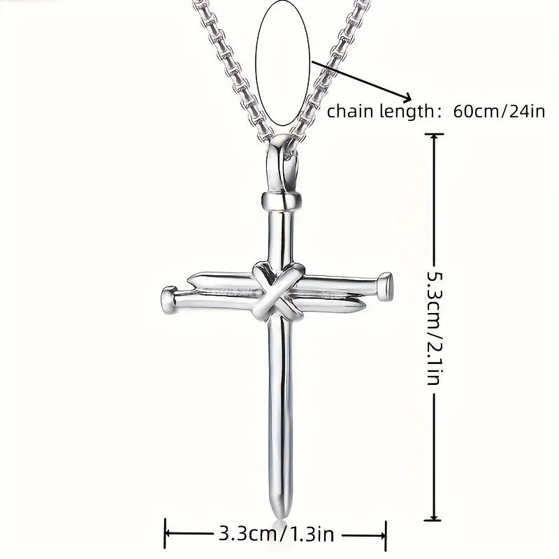 Titanium Steel Casting Steel Nails Cross Men's Pendant Punk Style Free Shipping Cheap