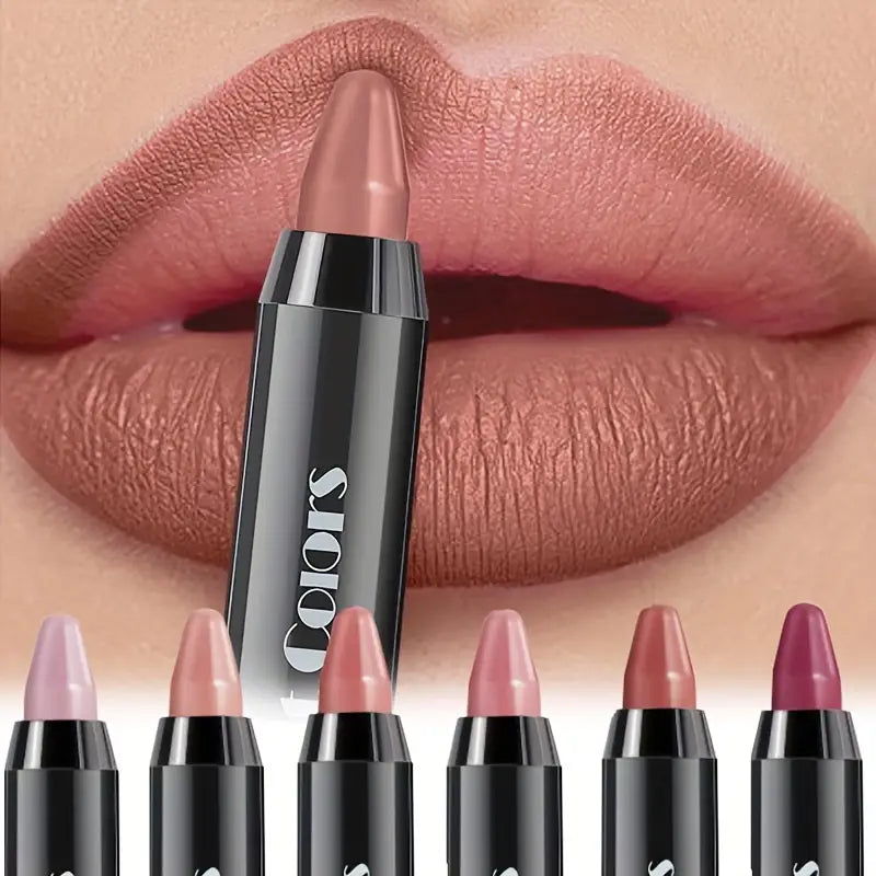 6-Pieces: Matte Crayon Lipstick, Easy Coloring Durable Moisturizing Lipliner Pictures Cheap Online