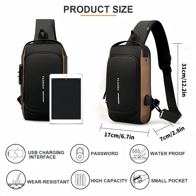 Multi-functional Trendy Sling Bag with Password Lock New Arrival