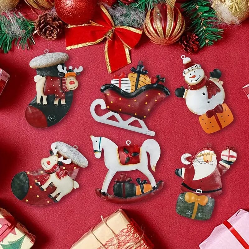 12-Pieces: Christmas Tree Colorful Resin Elk Pendant Decoration Cheap Sale