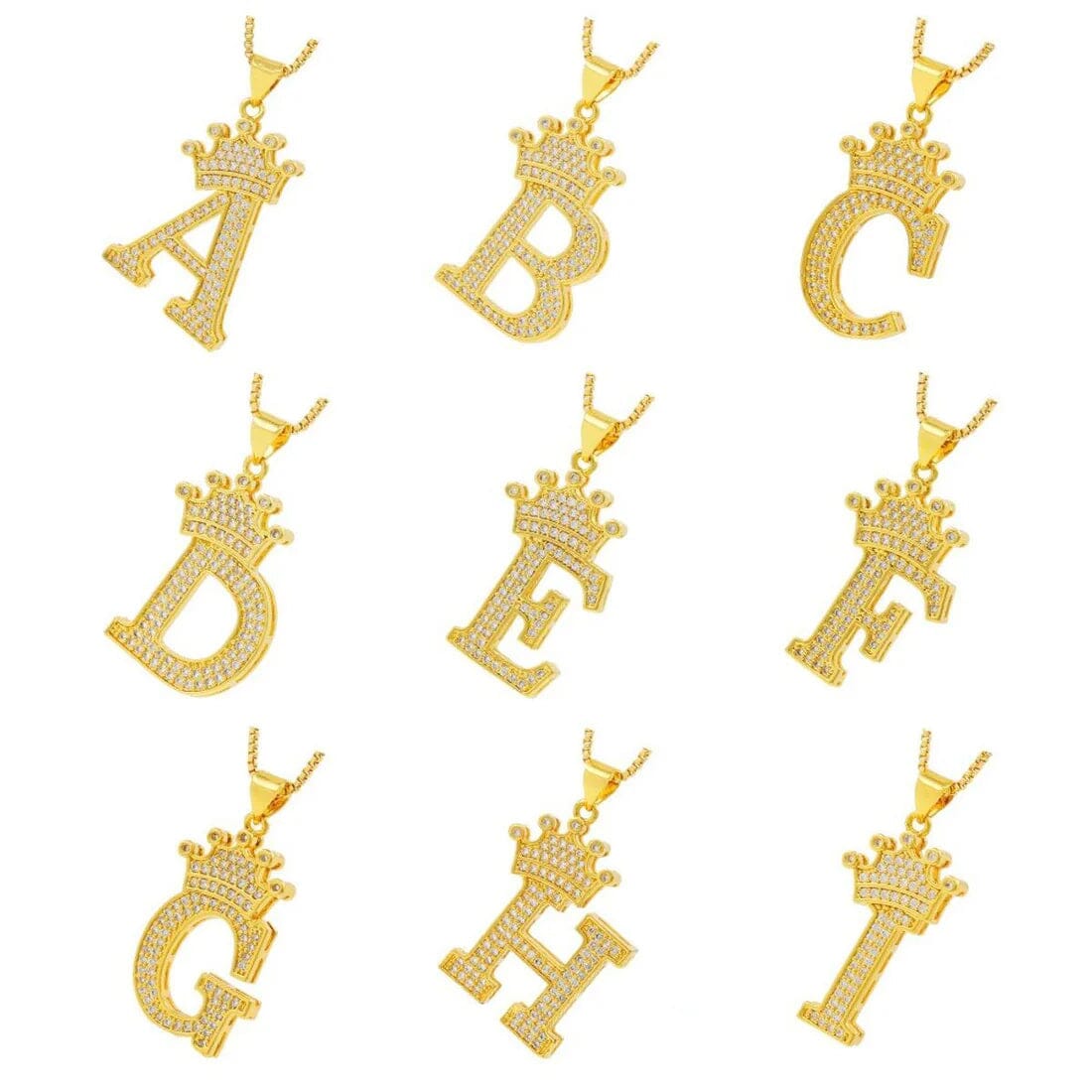 A-Z Alphabet Initial Crown Pendant Necklace Cost Cheap Online