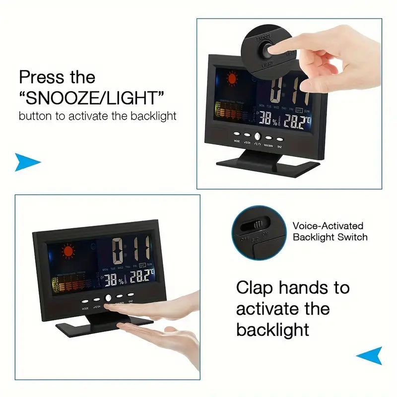 Vibrant Digital Weather Alarm Clock with Voice Control Browse For Sale