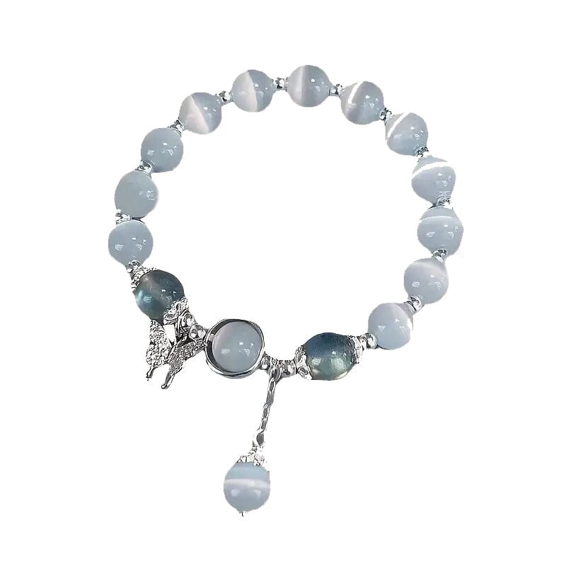 Glass Cat Eye Stone Beaded Bracelet with Butterfly Charm Best Wholesale Sale Online
