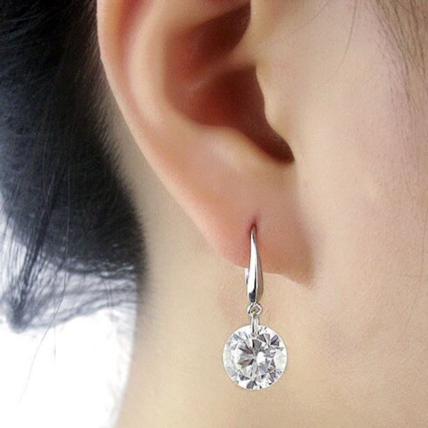 925 Sterling Silver 2.00 ct. Cubic Zirconia Drop Earrings Big Sale