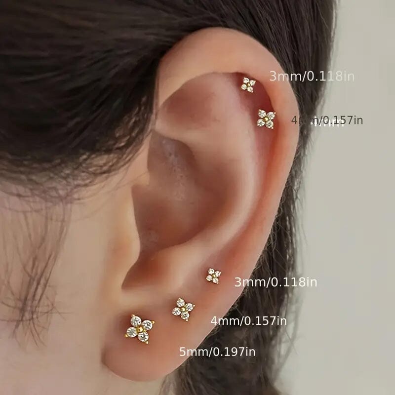 3-Pieces: Elegant Floral Stud Earrings Set Discount Choice