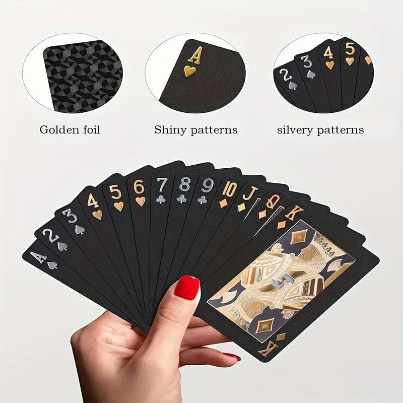 Black Golden Foil Poker Playing Cards Outlet Fashionable