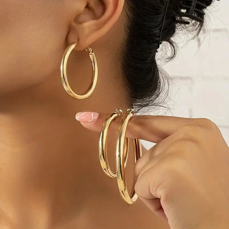 Elegant, Trendy and Shiny Gold Hoop Earrings Ebay Online