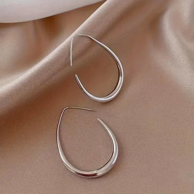 18K Gold Plated Glossy Minimalist Water Drop Design Hoop Earrings Copper Cheap Online Store