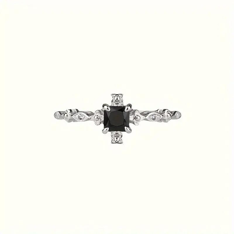 Vintage-Inspired Black Square Cubic Zirconia Ring Low Cost