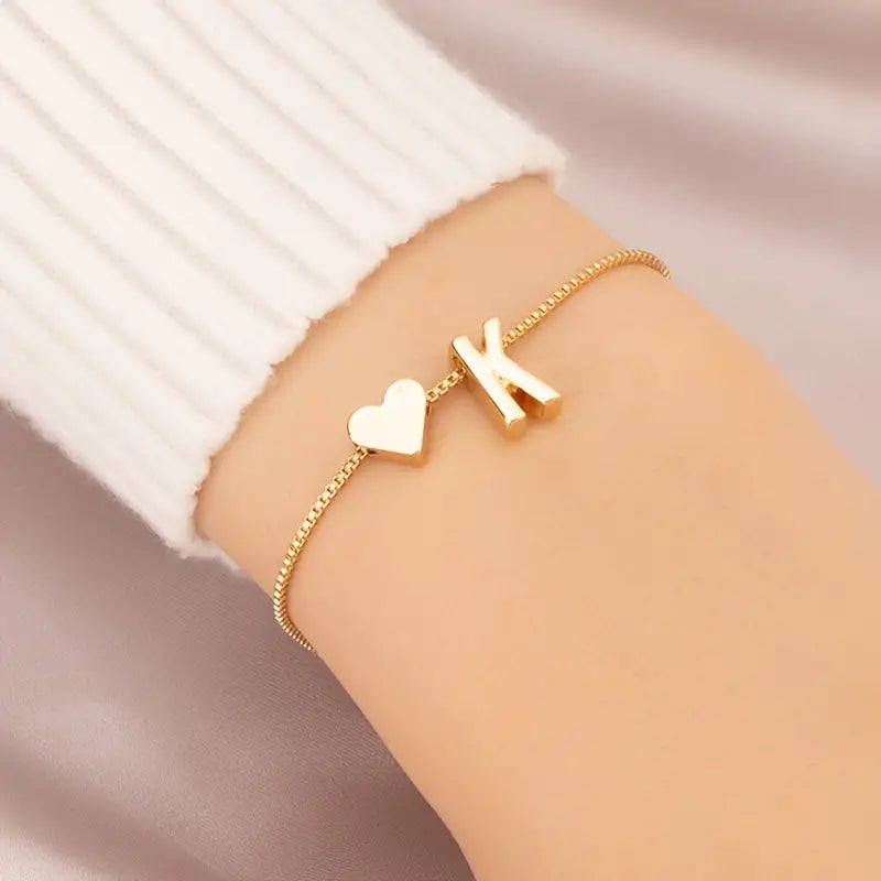 Elegant Love Heart Charm Bracelet - Delicate Minimalist Link Chain Cheap Online Store Manchester