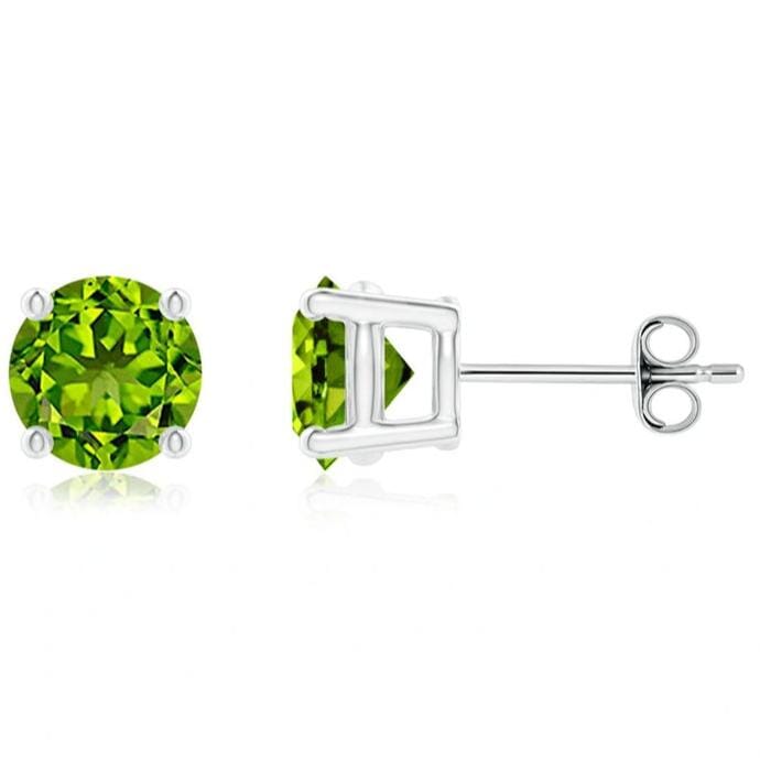 925 Sterling Silver Round/Oval Peridot Stud Earrings Cheap Pice