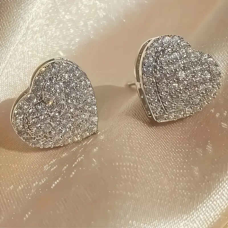 Elegant Heart-Shaped Zirconia Stud Earrings Stockist Online